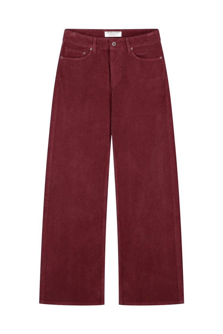 Kuyichi Damen vegan Jeans Harper Loose Flare Cord Burgundy
